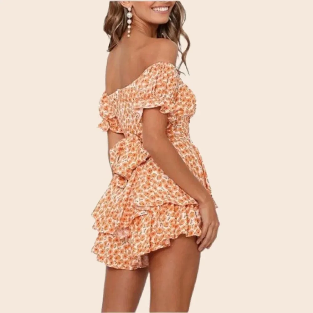 Saints and Secrets Yellow Floral Mini Playsuit / Romper Size Small - Picture 2 of 13